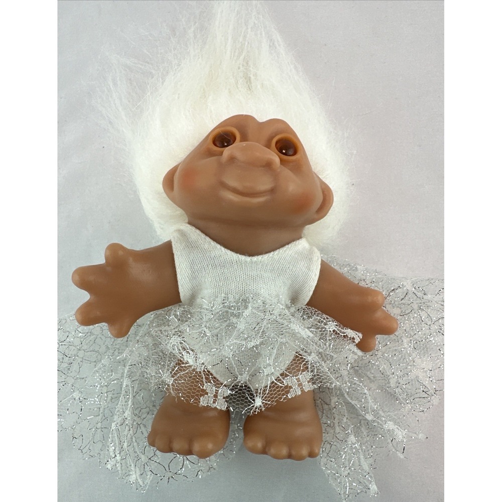 Norfin Troll Dam Doll Little Fairy White Hair Outfit 5" 1986 Smiling Face - Picture 4 of 5